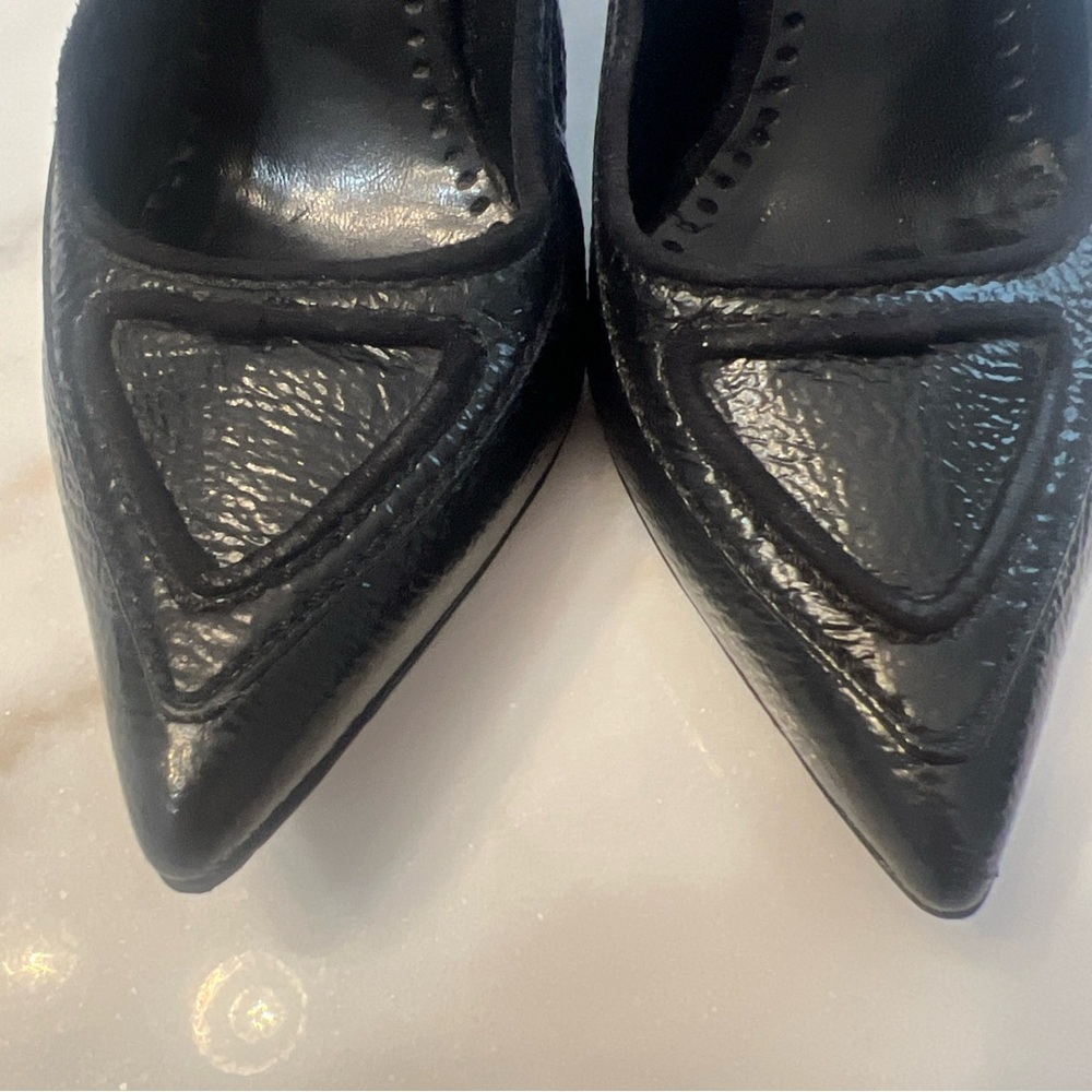 Stella McCartney black vegan patent point toe heels pumps Euro 38 US 7.5 - Picture 7 of 7
